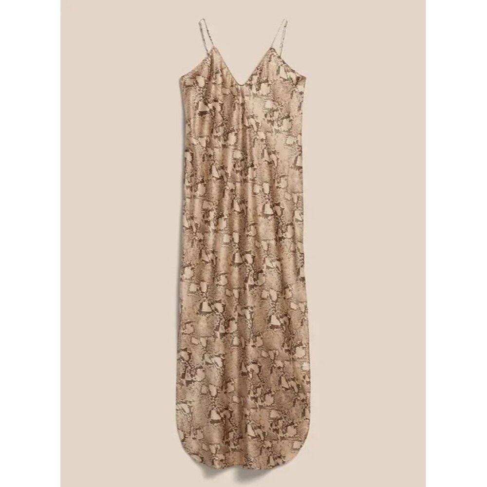 Banana Republic Neutral Snake-Print Maxi Slip Dress